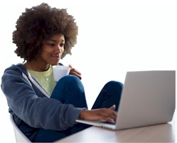 woman working at home at desk